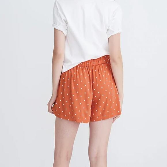 Madewell Drapey Orange Pull-On Shorts in Polka Dot - Picture 2 of 9